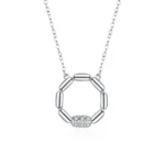 Large Round Pendant Necklace Sterling Silver