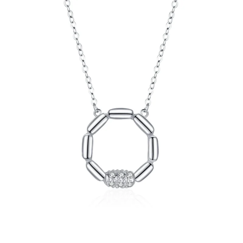Large Round Pendant Necklace Sterling Silver