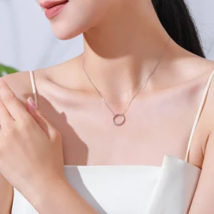 Large Round Pendant Necklace Sterling Silver