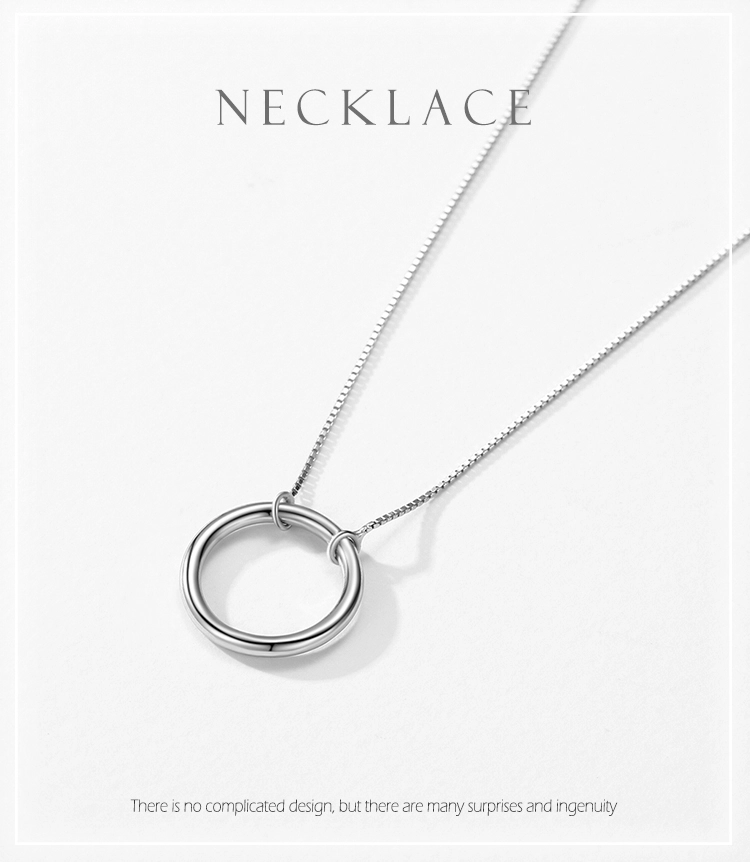 Large Round Pendant Necklace Sterling Silver