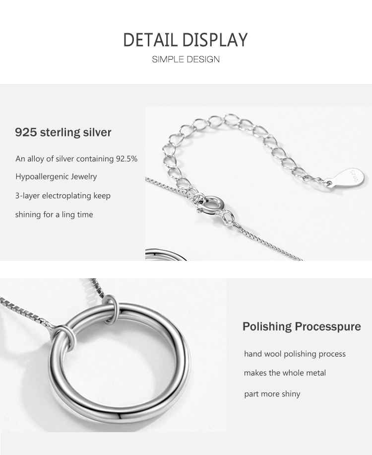Large Round Pendant Necklace Sterling Silver