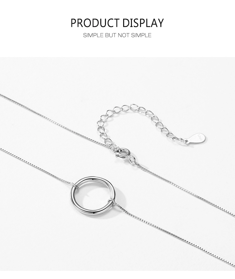 Large Round Pendant Necklace Sterling Silver
