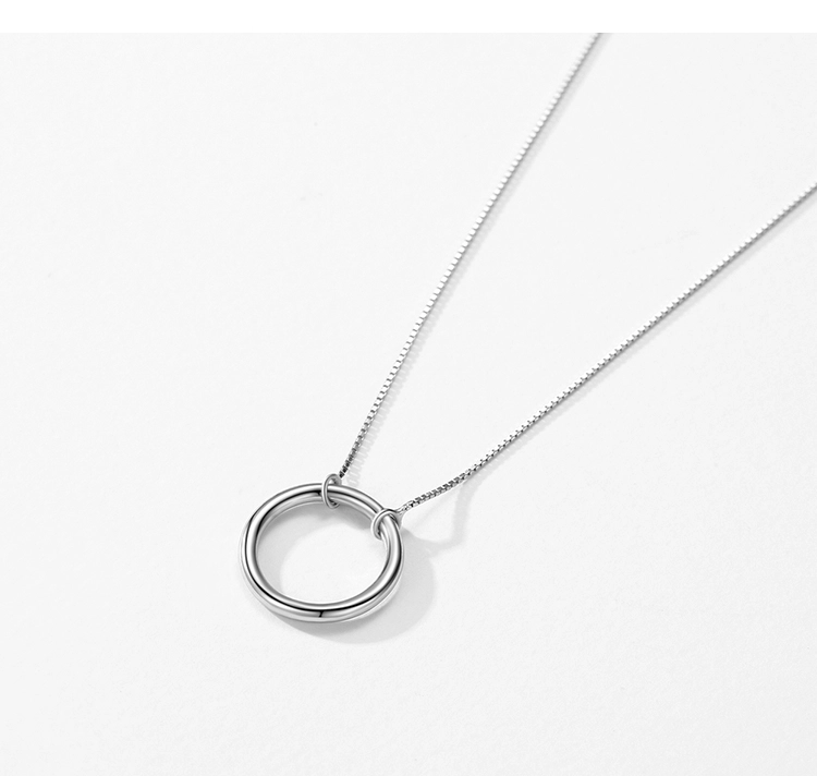 Large Round Pendant Necklace Sterling Silver