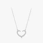 Heart Shape Cubic Zirconia Pendant Necklace Sterling Silver