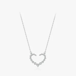 Heart Shape Cubic Zirconia Pendant Necklace Sterling Silver