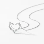 Heart Shape Cubic Zirconia Pendant Necklace Sterling Silver