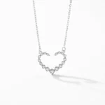 Heart Shape Cubic Zirconia Pendant Necklace Sterling Silver