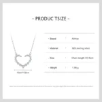 Heart Shape Cubic Zirconia Pendant Necklace Sterling Silver