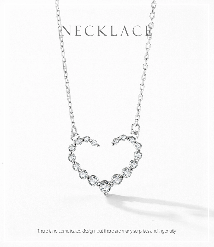 Heart Shape Cubic Zirconia Pendant Necklace Sterling Silver