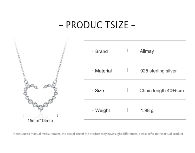 Heart Shape Cubic Zirconia Pendant Necklace Sterling Silver