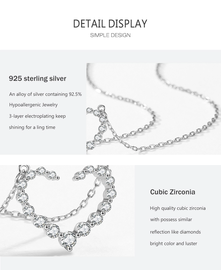 Heart Shape Cubic Zirconia Pendant Necklace Sterling Silver