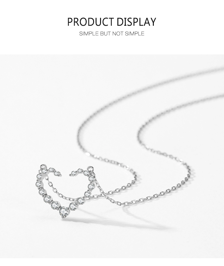 Heart Shape Cubic Zirconia Pendant Necklace Sterling Silver