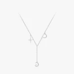 Charm Star and Moon Pendant Necklace Sterling Silver