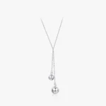 Round Ball Necklace Double Layer Necklace Sterling Silver