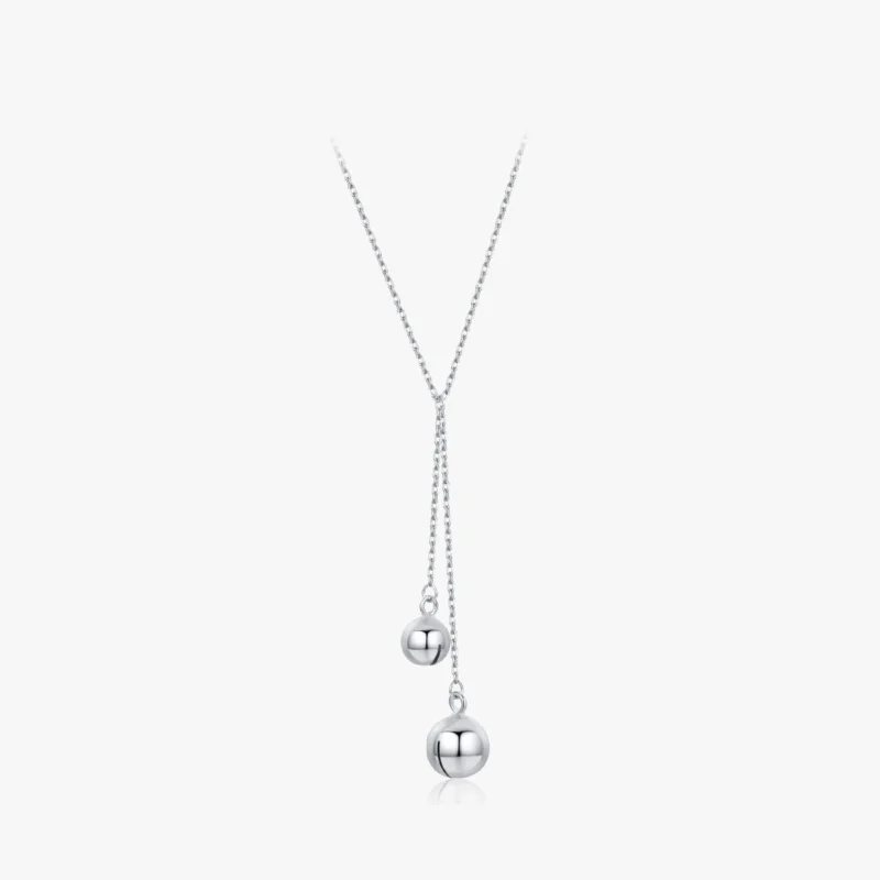 Round Ball Necklace Double Layer Necklace Sterling Silver