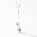 Round Ball Necklace Double Layer Necklace Sterling Silver