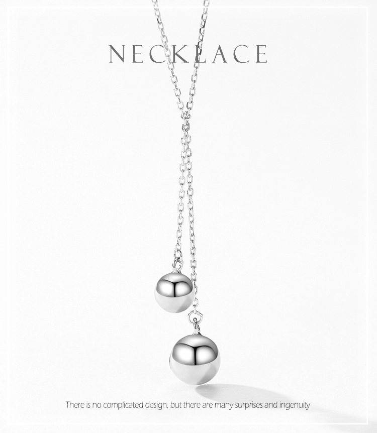 Round Ball Necklace Double Layer Necklace Sterling Silver
