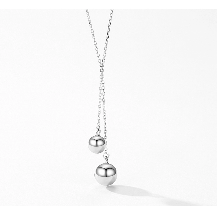 Round Ball Necklace Double Layer Necklace Sterling Silver