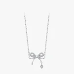 CZ Bowknot Pendant Necklace Sterling Silver
