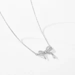 CZ Bowknot Pendant Necklace Sterling Silver