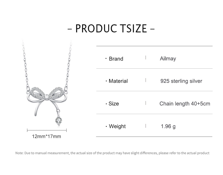 CZ Bowknot Pendant Necklace Sterling Silver