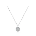 Simple Round White Zircon Pendant Necklace Sterling Silver