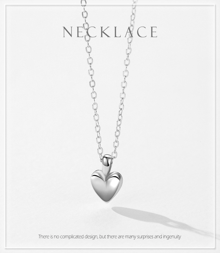Romantic Heart Pendant Necklace Sterling Silver
