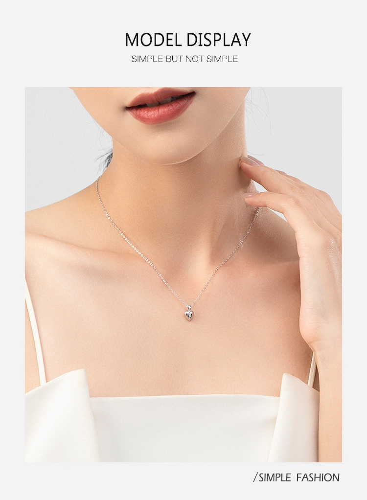 Romantic Heart Pendant Necklace Sterling Silver