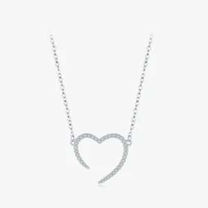 CZ the Shape of Love Pendant Necklace Sterling Silver