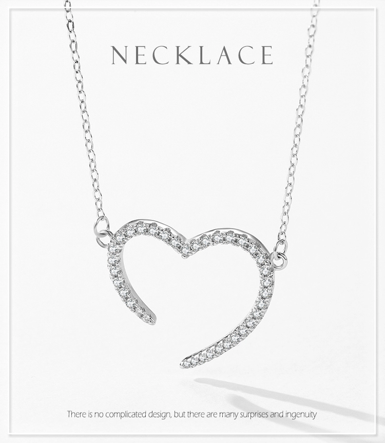 CZ the Shape of Love Pendant Necklace Sterling Silver