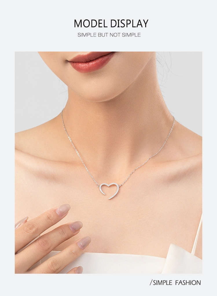 CZ the Shape of Love Pendant Necklace Sterling Silver