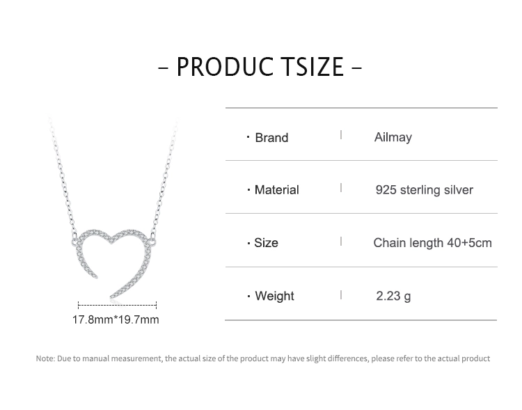 CZ the Shape of Love Pendant Necklace Sterling Silver