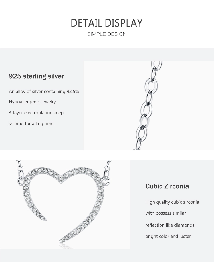 CZ the Shape of Love Pendant Necklace Sterling Silver
