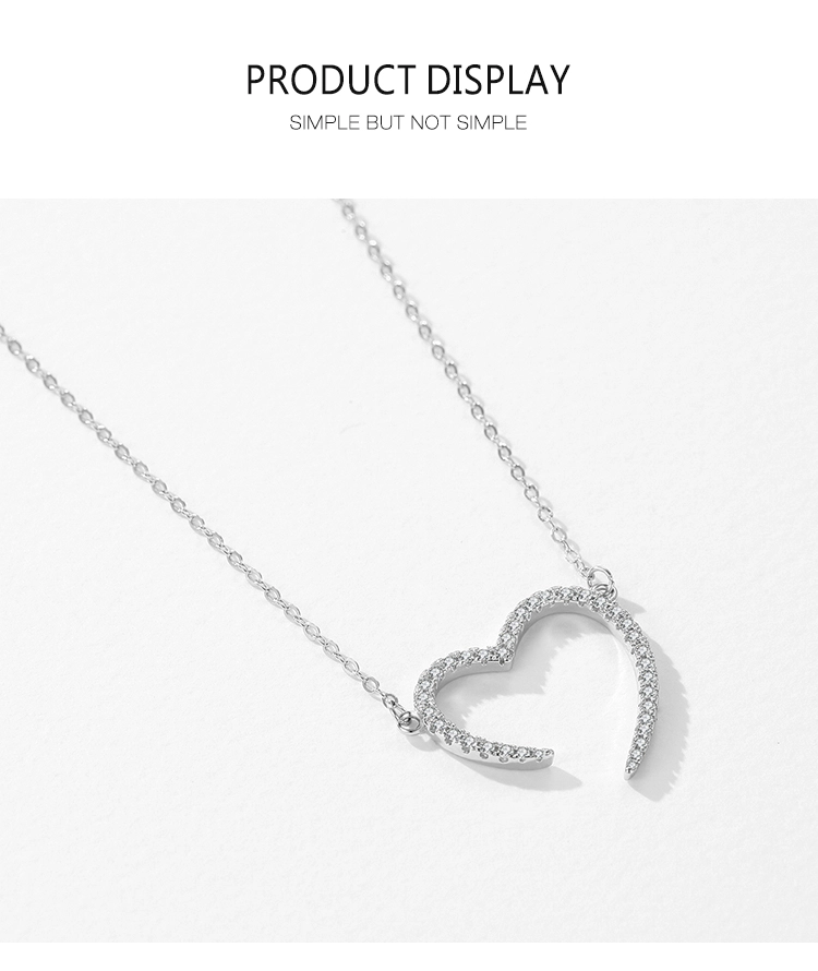 CZ the Shape of Love Pendant Necklace Sterling Silver