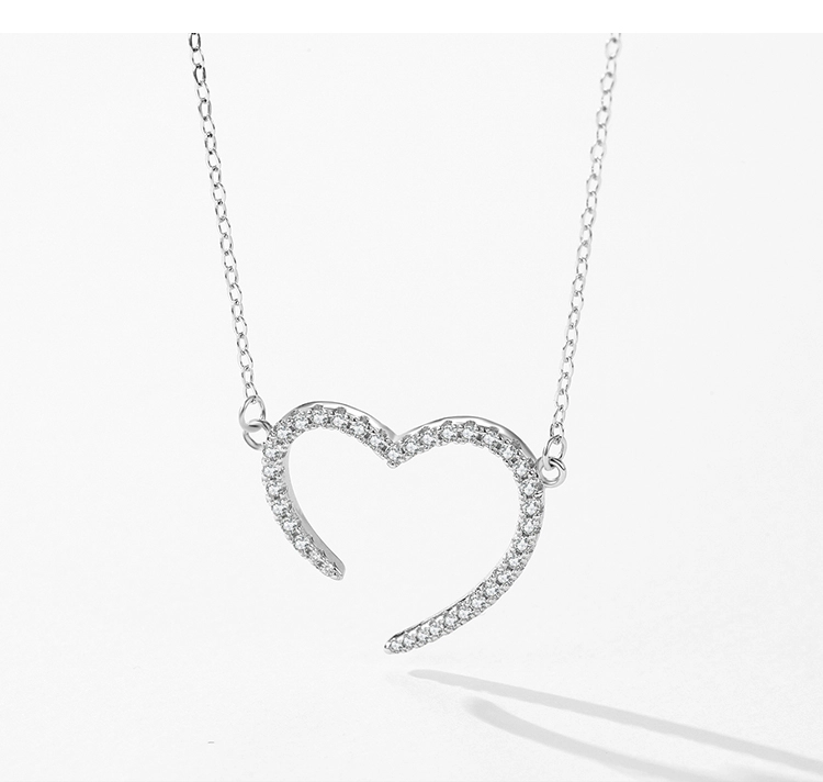 CZ the Shape of Love Pendant Necklace Sterling Silver