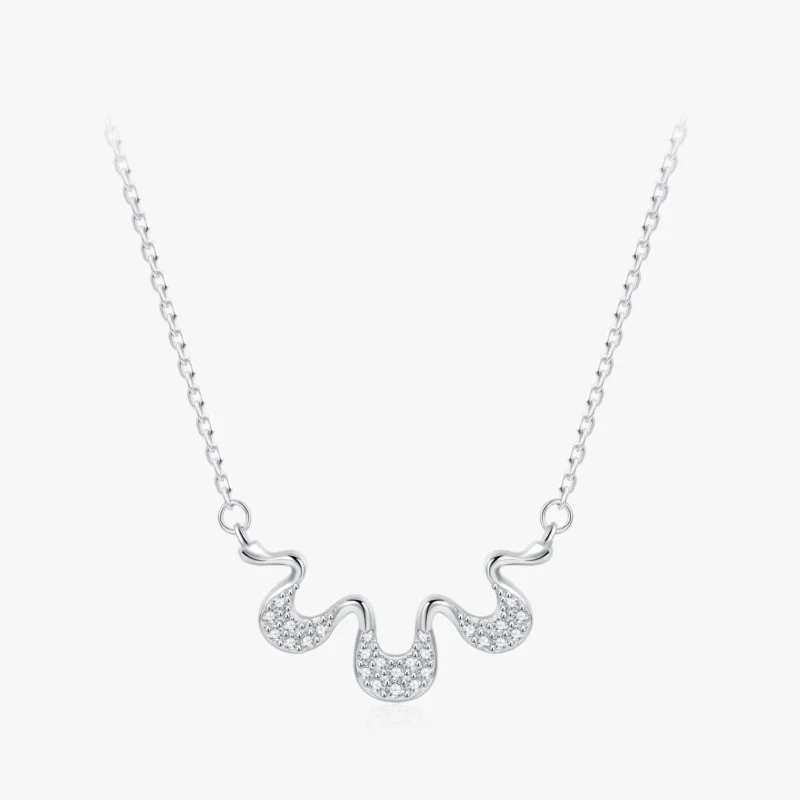 Elegant Geometric Design Necklace Sterling Silver