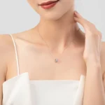 Geometric Cut Sparkling CZ Pendant Necklace Sterling Silver