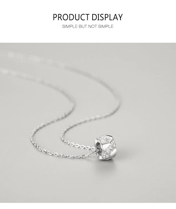 Geometric Cut Sparkling CZ Pendant Necklace Sterling Silver