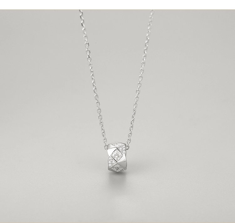 Geometric Cut Sparkling CZ Pendant Necklace Sterling Silver