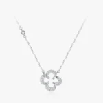 CZ Lucky Clover Leaves Pendant Necklace Sterling Silver