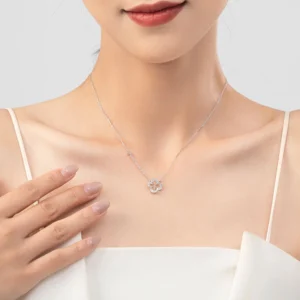 CZ Lucky Clover Leaves Pendant Necklace Sterling Silver