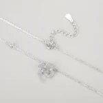 CZ Lucky Clover Leaves Pendant Necklace Sterling Silver