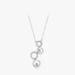 CZ Round Circular Bubble Long Pendant Necklace Sterling Silver