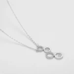 CZ Round Circular Bubble Long Pendant Necklace Sterling Silver