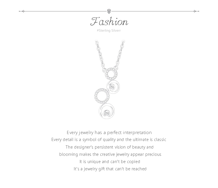 CZ Round Circular Bubble Long Pendant Necklace Sterling Silver