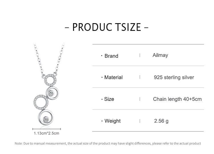 CZ Round Circular Bubble Long Pendant Necklace Sterling Silver