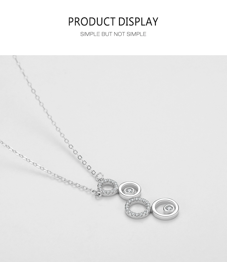 CZ Round Circular Bubble Long Pendant Necklace Sterling Silver