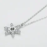 Five-Pointed Star Snowflake Pendant Necklace Sterling Silver