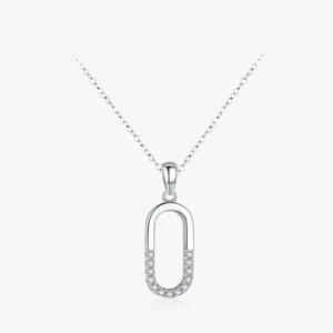 Letter O Shape Geometric Oval Pendant Necklace Sterling Silver