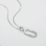 Letter O Shape Geometric Oval Pendant Necklace Sterling Silver